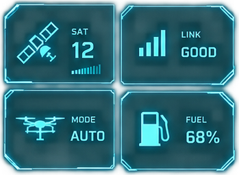 Satelliten-, Link- und Tankstatus